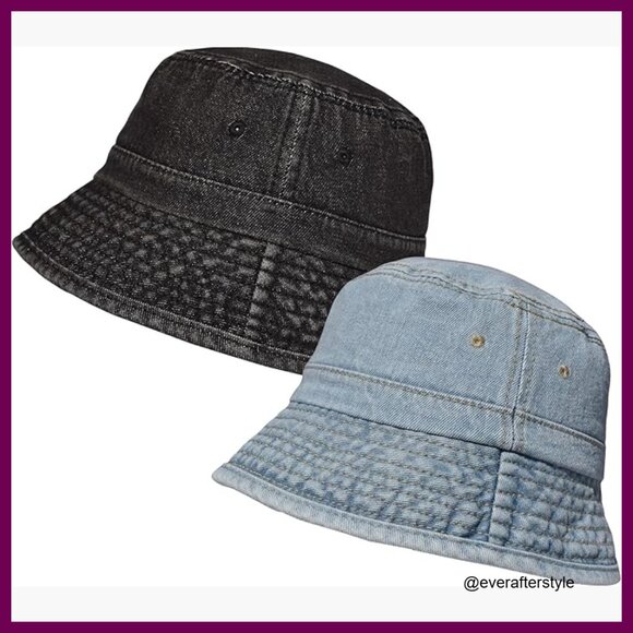 Cotton Denim Bucket Hats Packable Vintage Washed Adjustable Sun Caps main image 5